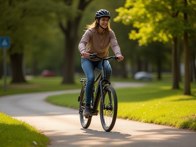 An electric hybrid bike on a light trail